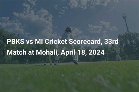 PBKS vs MI Cricket Scorecard, 33rd Match at Mohali, April 18, 2024.